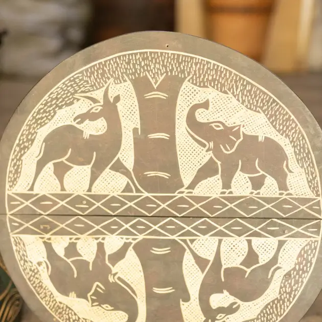 African Animal Circle Art Drumskin