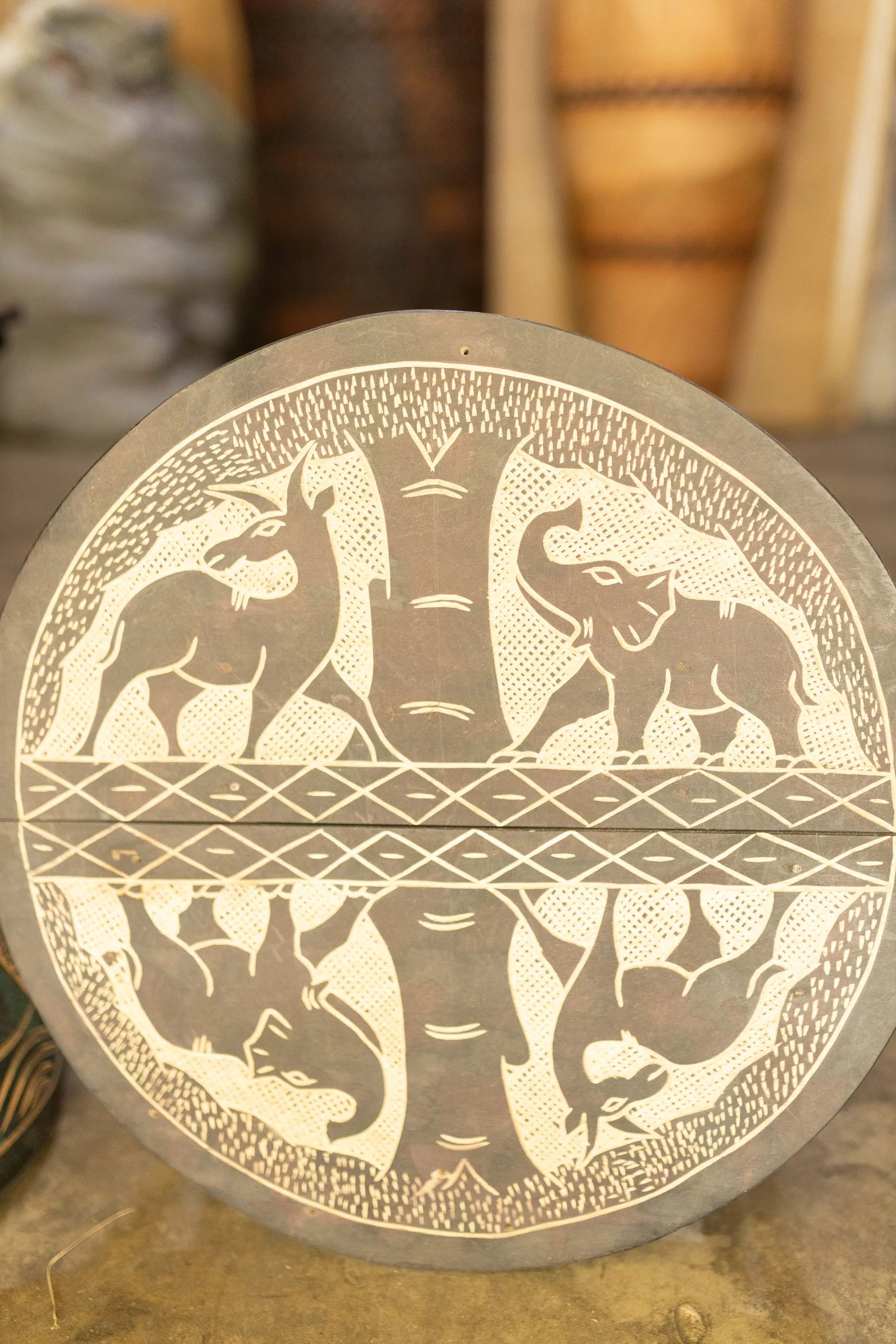 African Animal Circle Art Drumskin