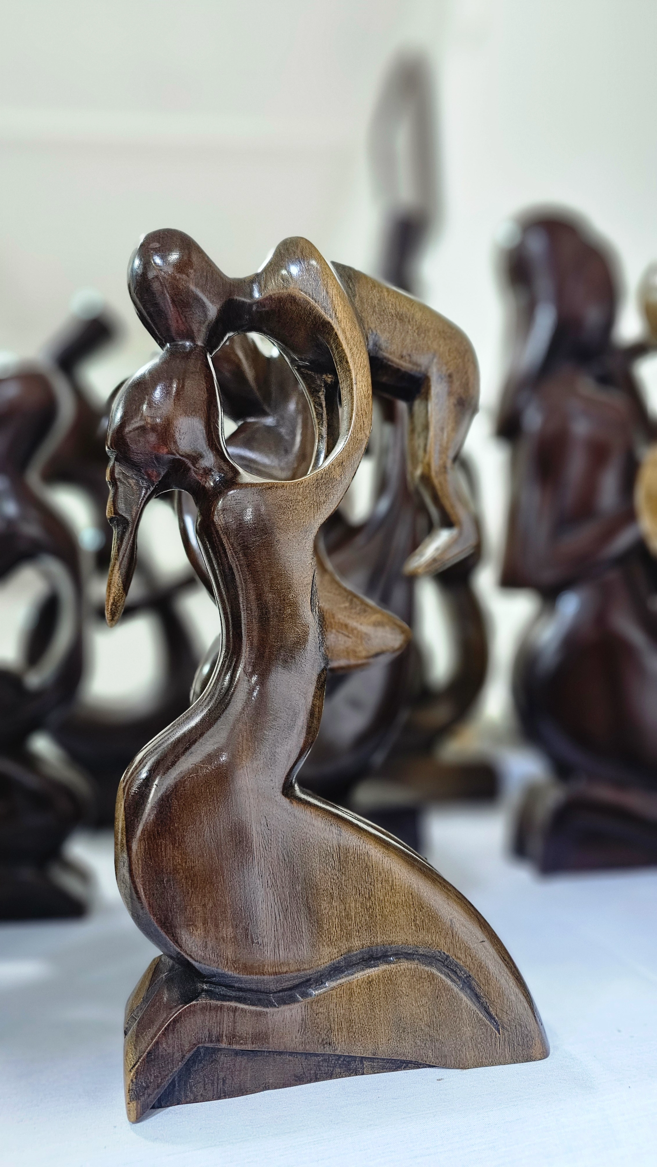 Hand-Carved Mom & Baby Sculpture Set