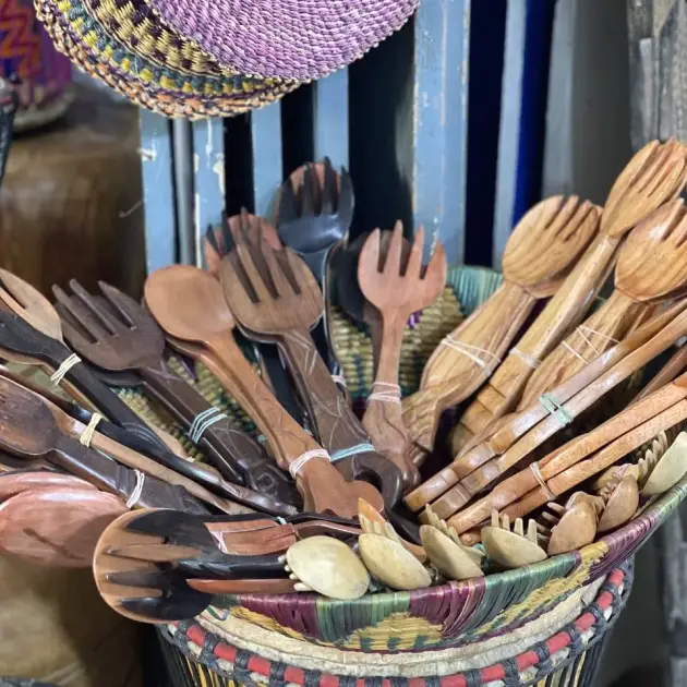 Hand-Carved African Wooden Utensil Collection