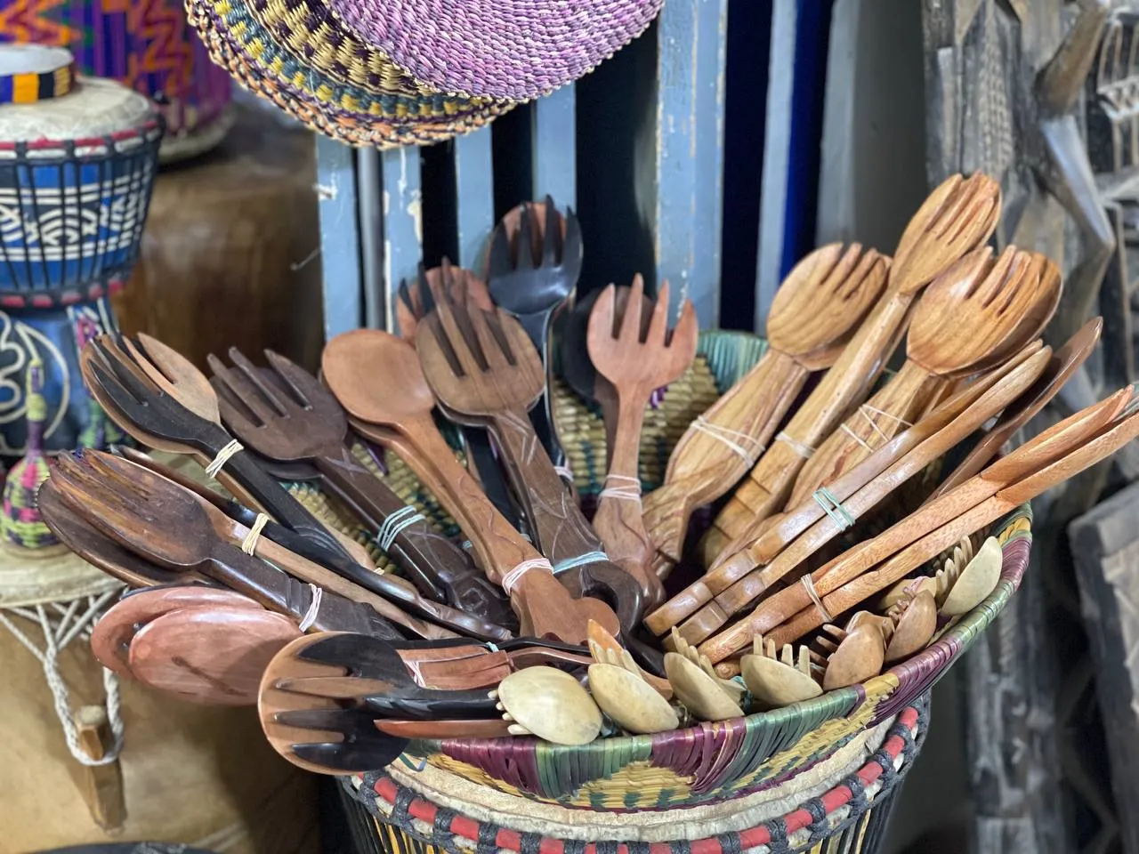 Hand-Carved African Wooden Utensil Collection