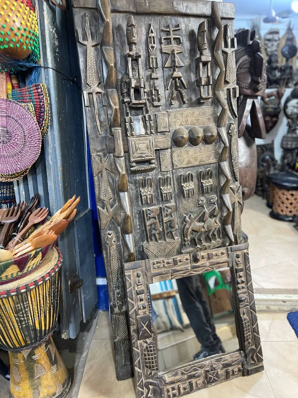 Hand-Carved African Dogon Mirror